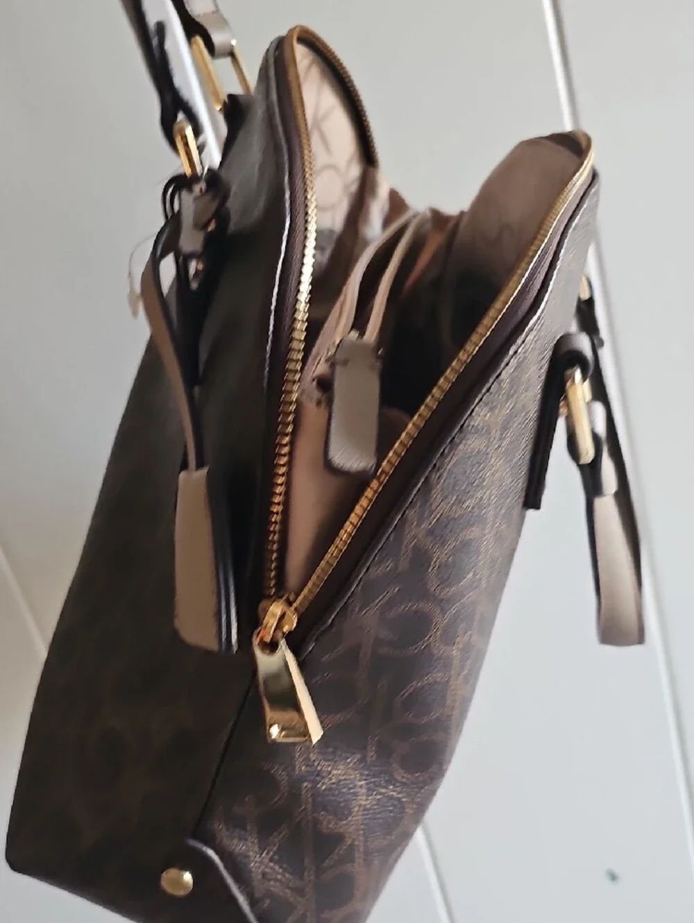 Calvin Klein Dark Brown Monogram Satchel